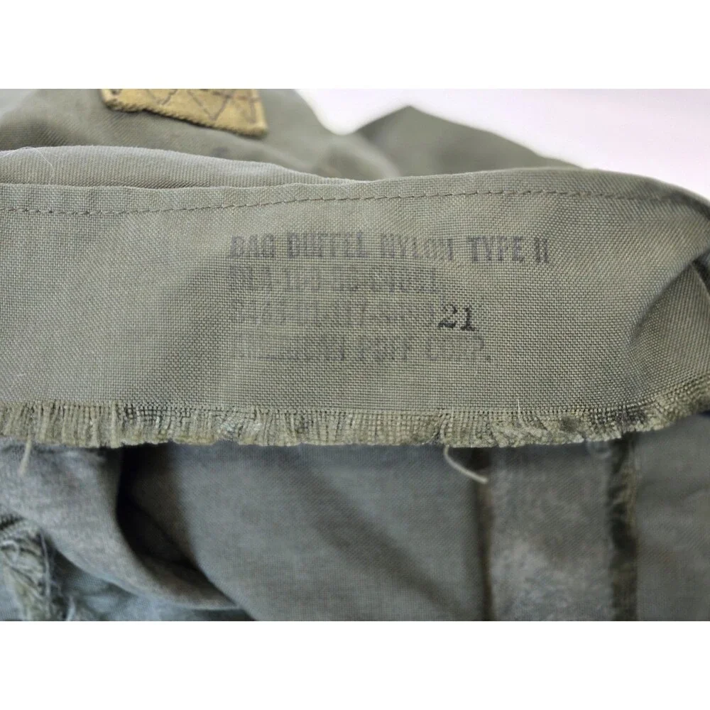 Vintage US Army Nylon Duffel Bag Military Green Canvas Type II